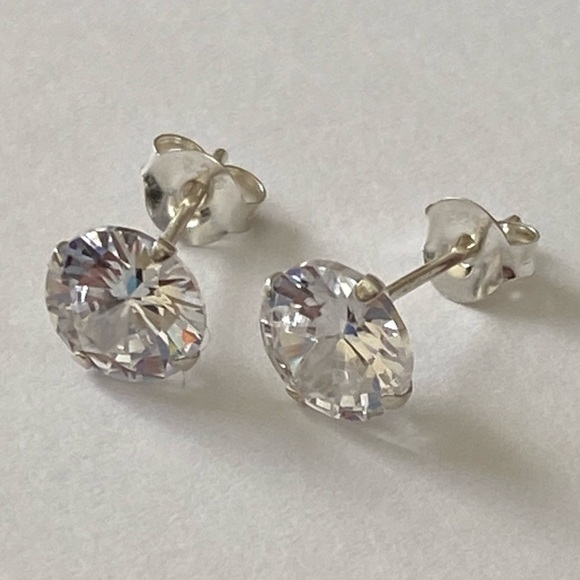 925 silver 7mm cz cubic zirconia stunning earrings - Picture 4 of 6
